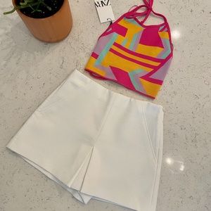 ZARA KNIT CROP TOP & PLEATED SPLIT SKIRT